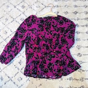Banana Republic Puff Sleeve Floral Peplum Blouse